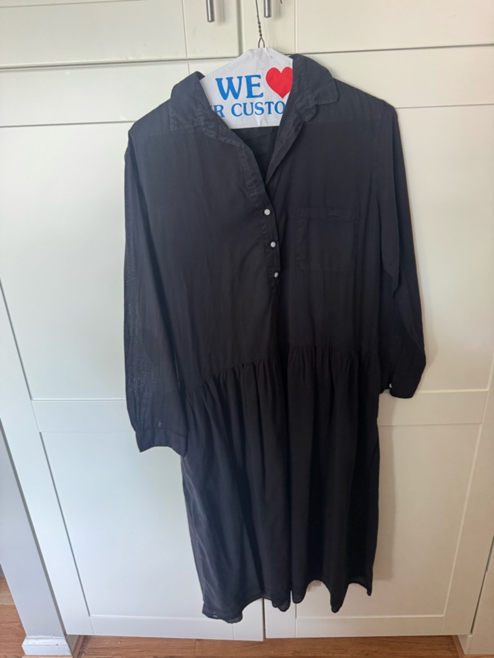 Women’s Black Midi Shirt Dress - Classic Collared Style